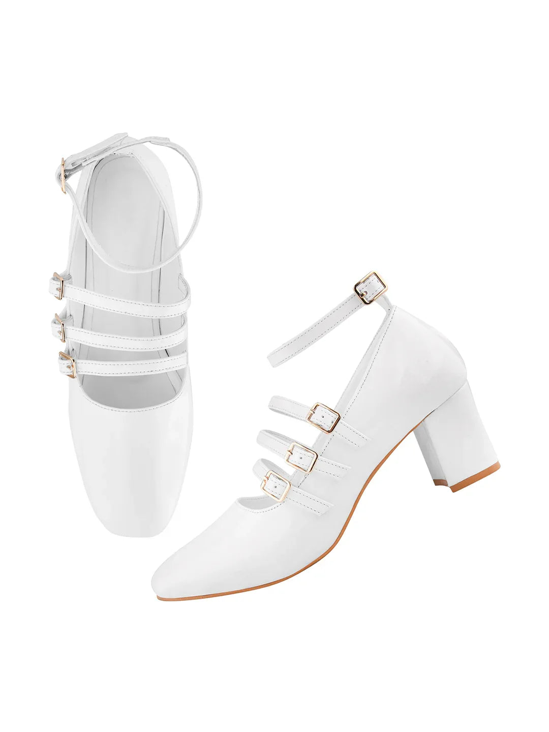Ankle Strap Patent Block Heels