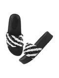 Ribbed Strap Platform Slides