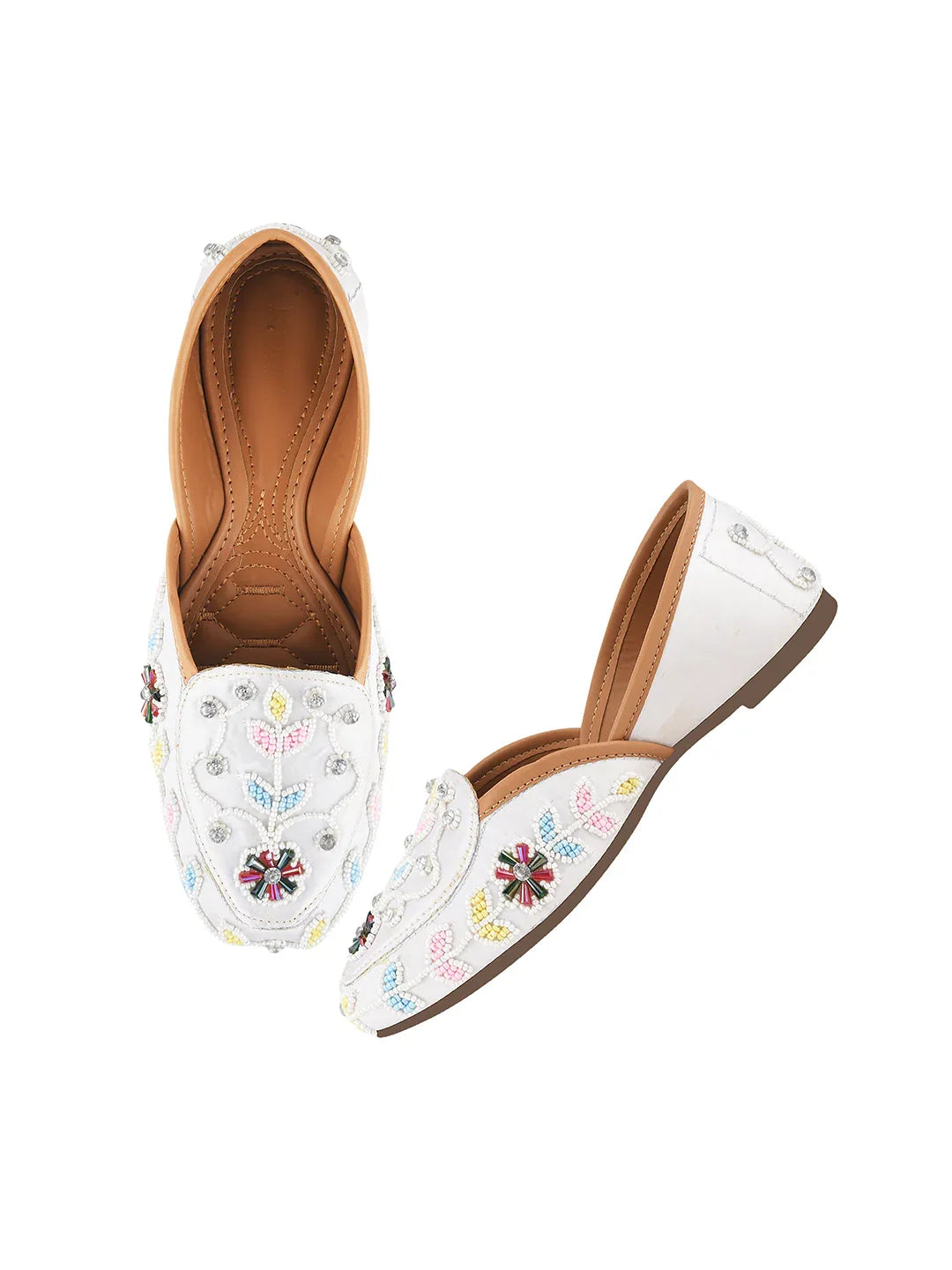 Handcrafted Zari & Stone Ethnic Wedge Juttis