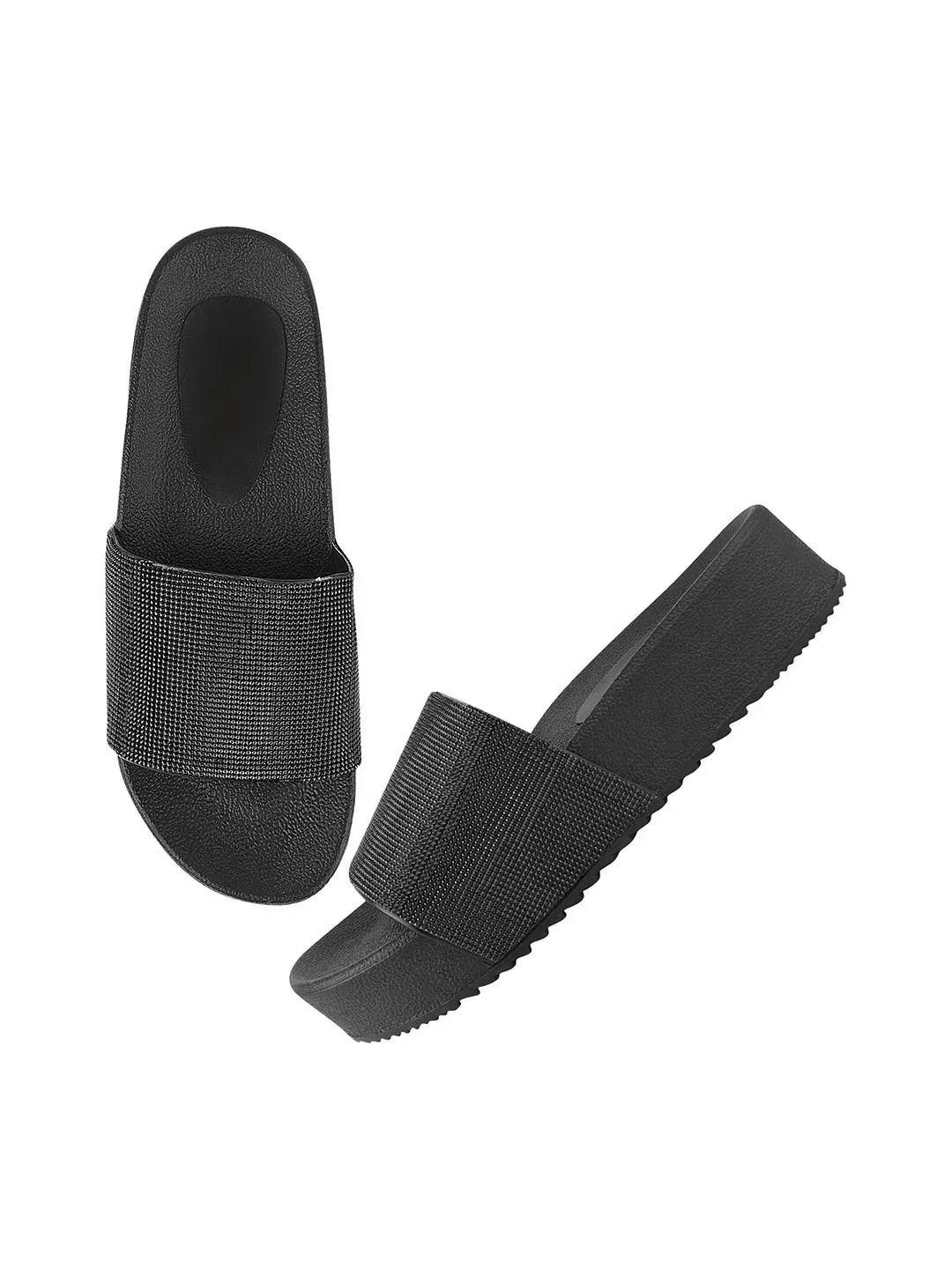 Textured Wide Strap Slides