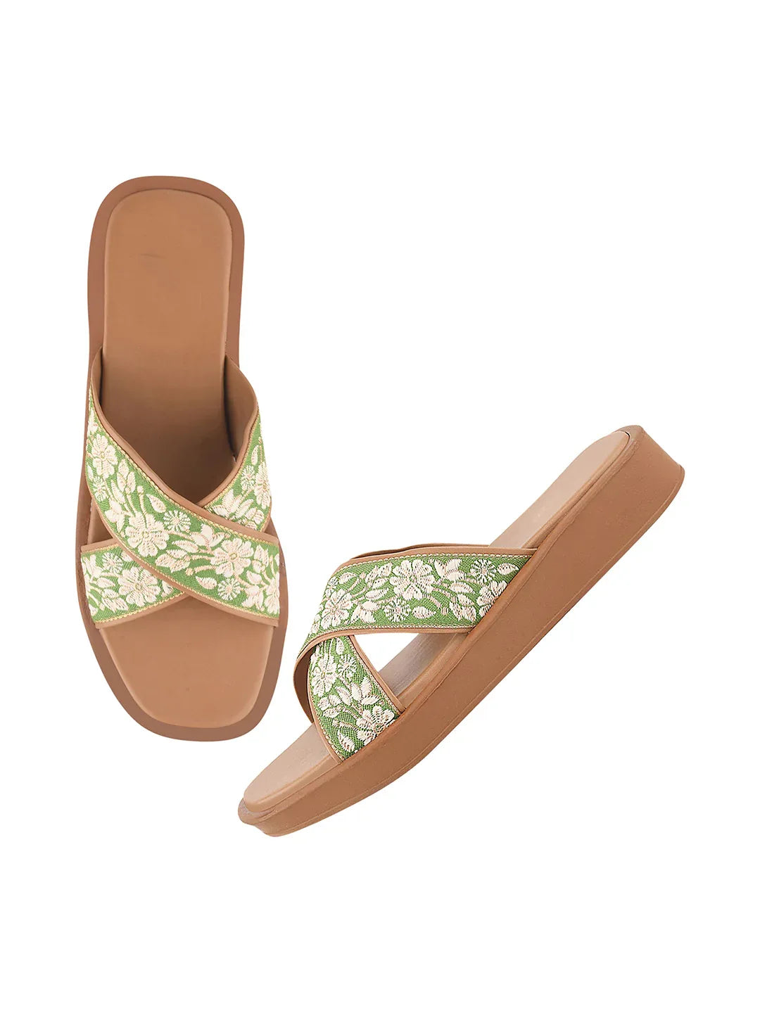 Elegant Embroidered Flat Slides