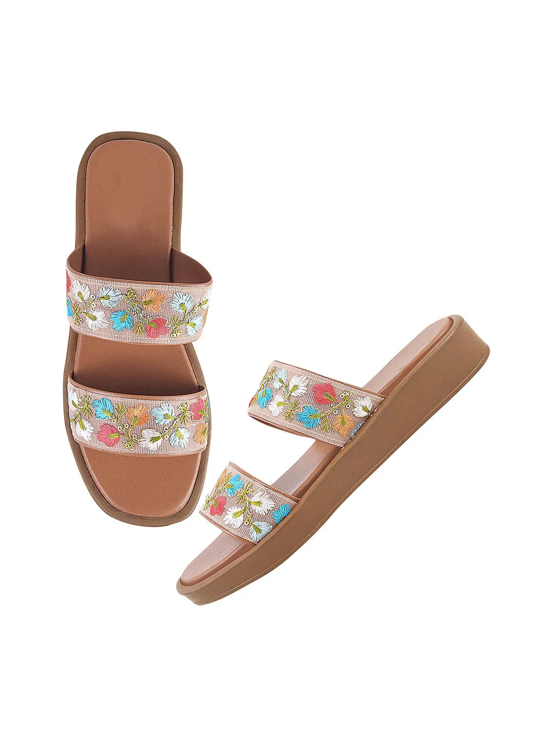 Garden Bloom Embroidered Comfort Slides
