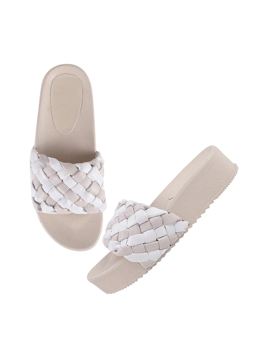 Ribbed Strap Platform Slides