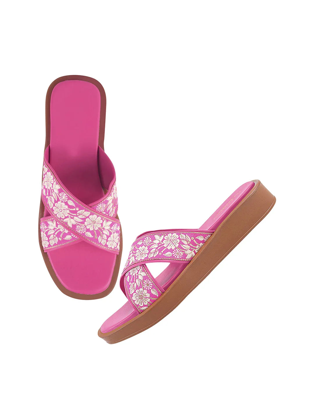 Elegant Embroidered Flat Slides