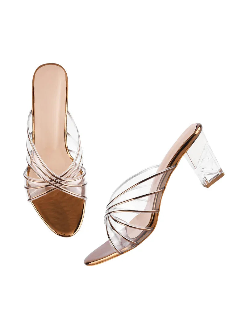 Luxe Clear Strap Block Heel Sandals