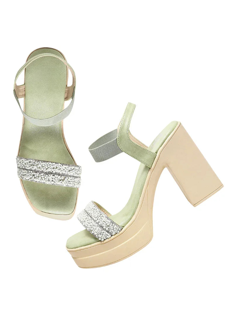 Crystal Edge Ankle Strap Heels