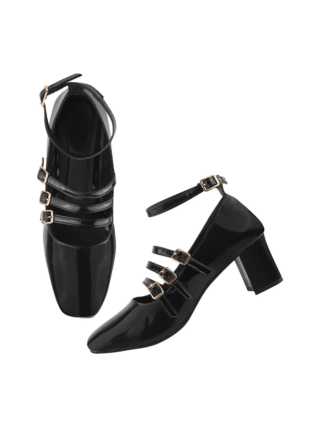 Ankle Strap Patent Block Heels