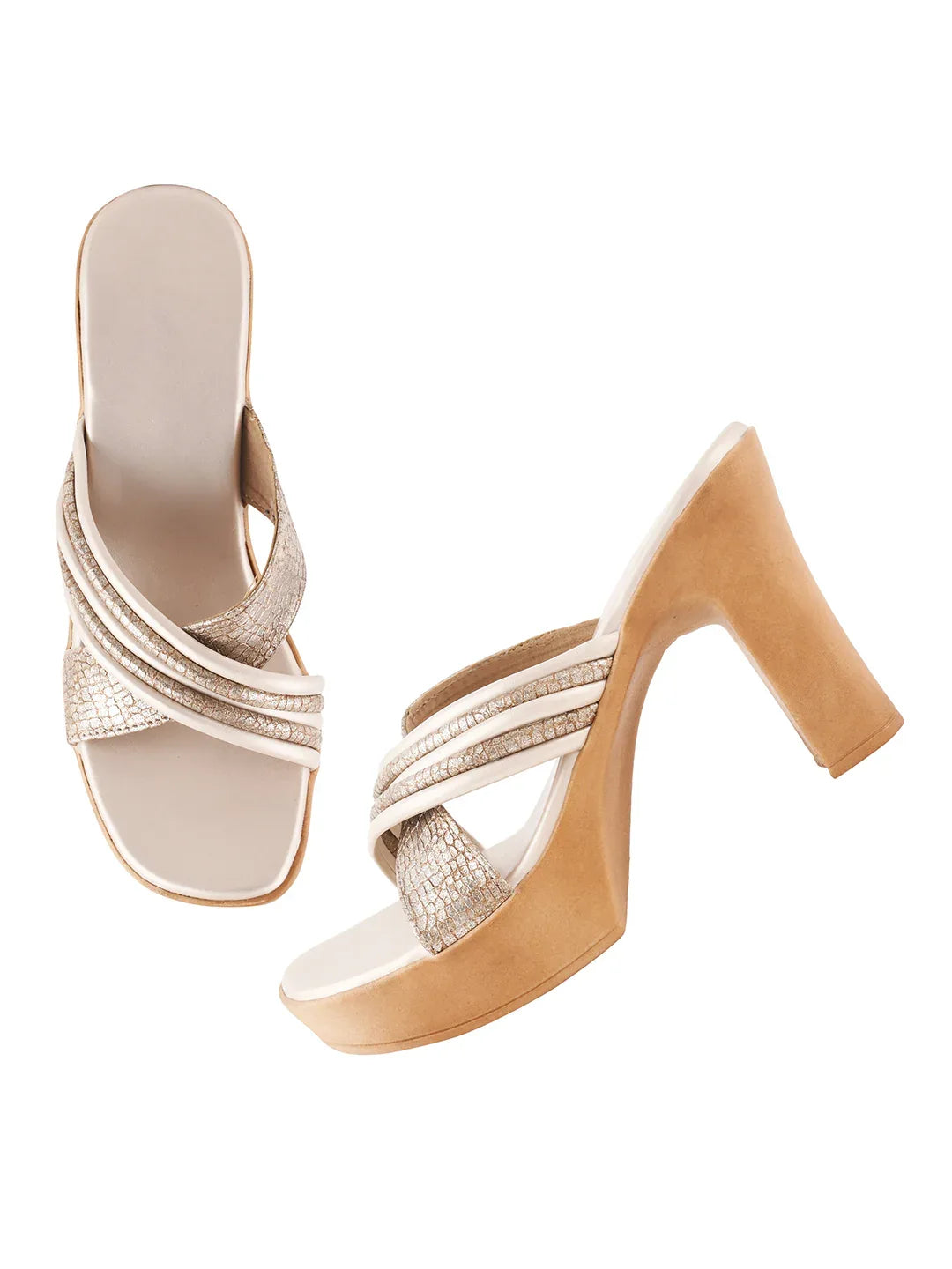 Textured Strap Statement Heels