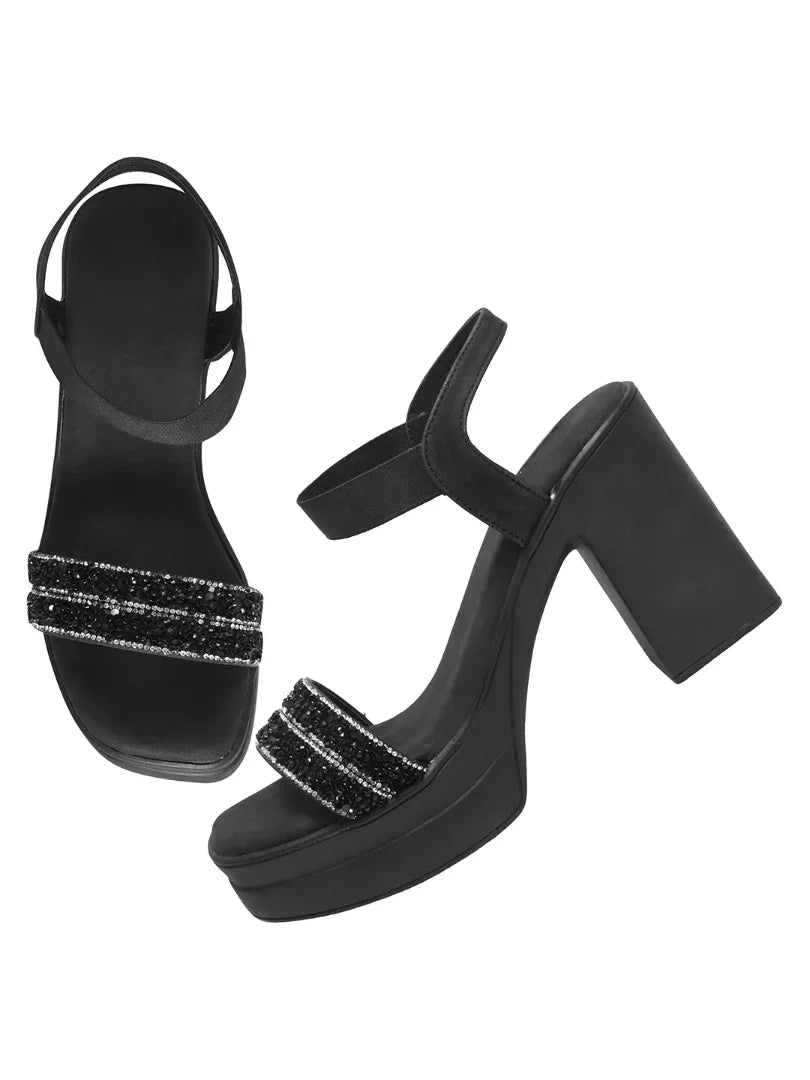 Crystal Edge Ankle Strap Heels