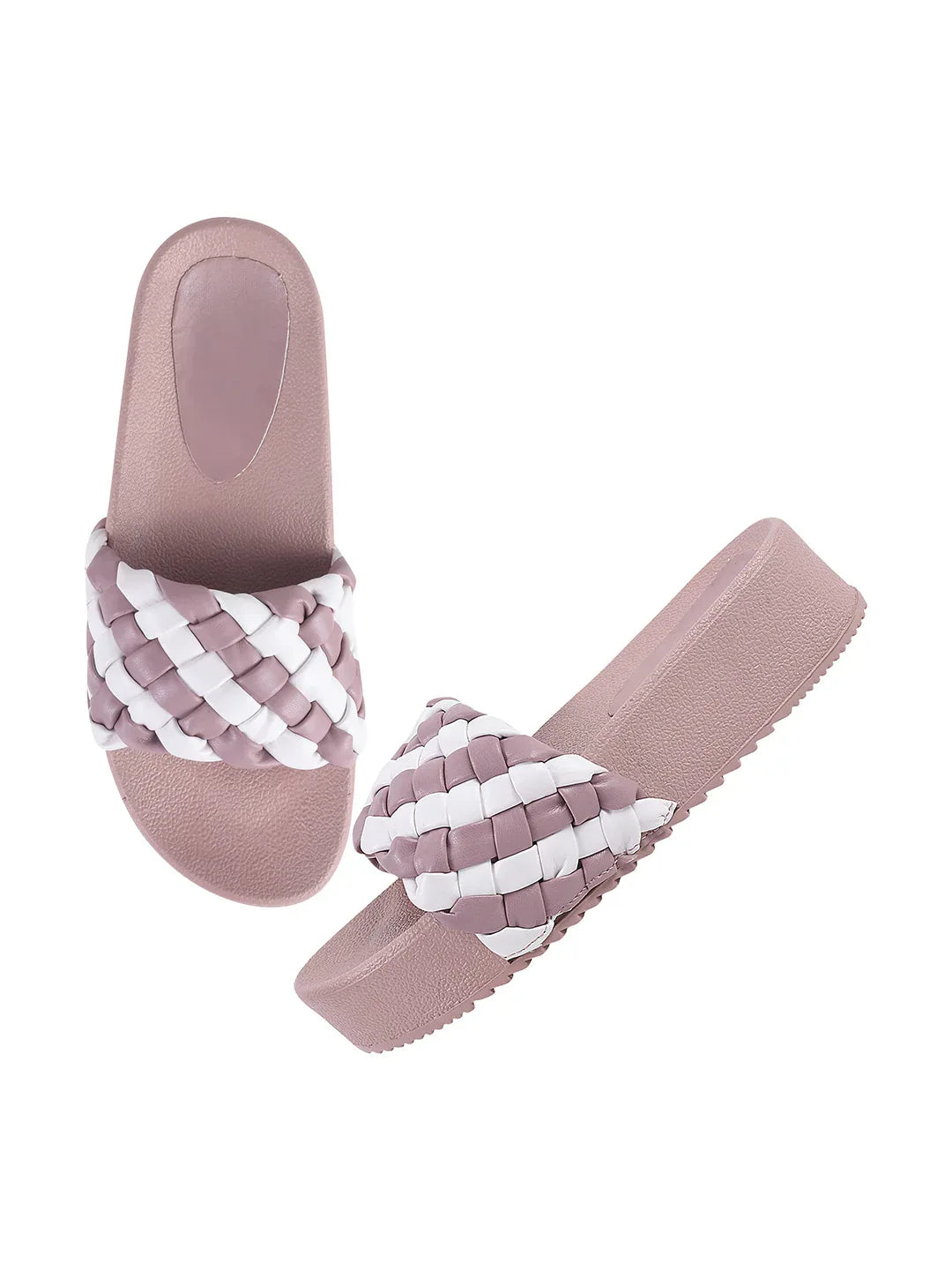 Ribbed Strap Platform Slides