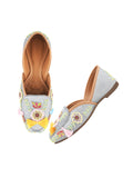 Floral Thread Embroidered Wedge Juttis