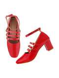 Ankle Strap Patent Block Heels