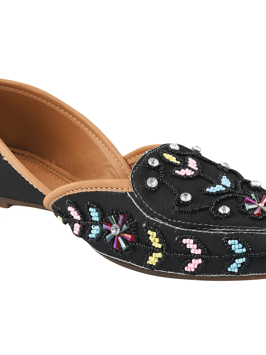 Handcrafted Zari & Stone Ethnic Wedge Juttis