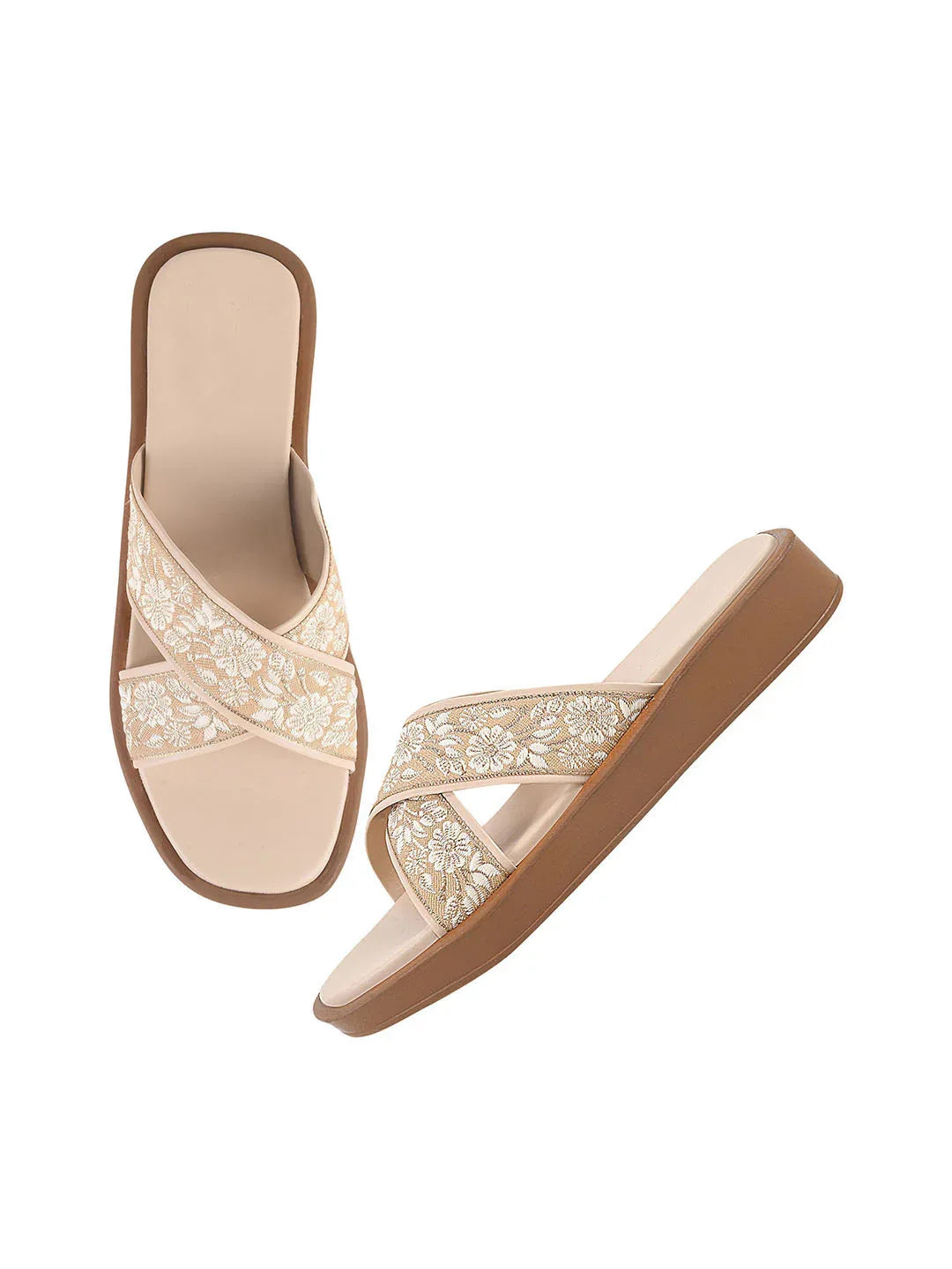Elegant Embroidered Flat Slides