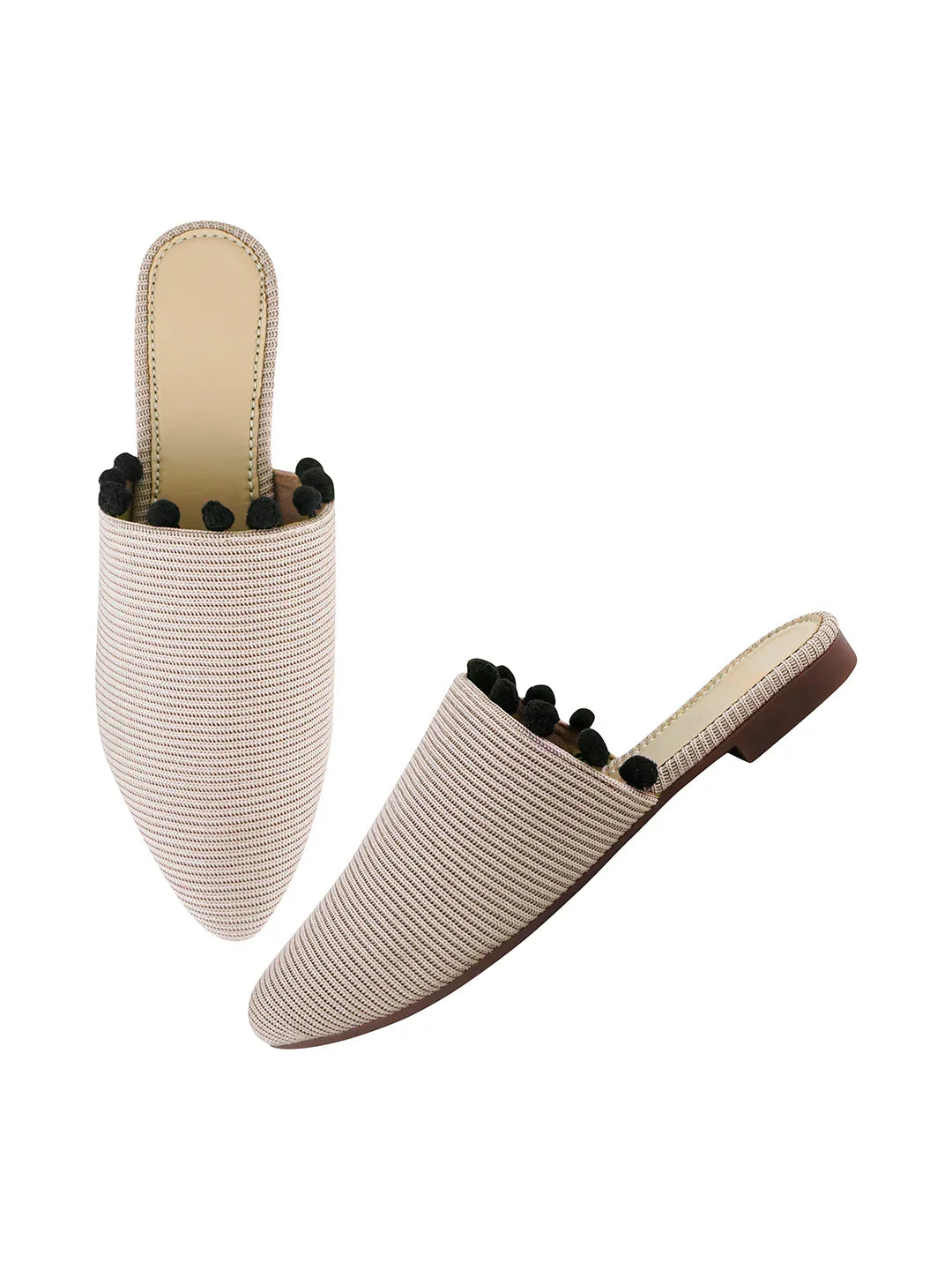 Classic Textured Flat Mules with Soft Insole