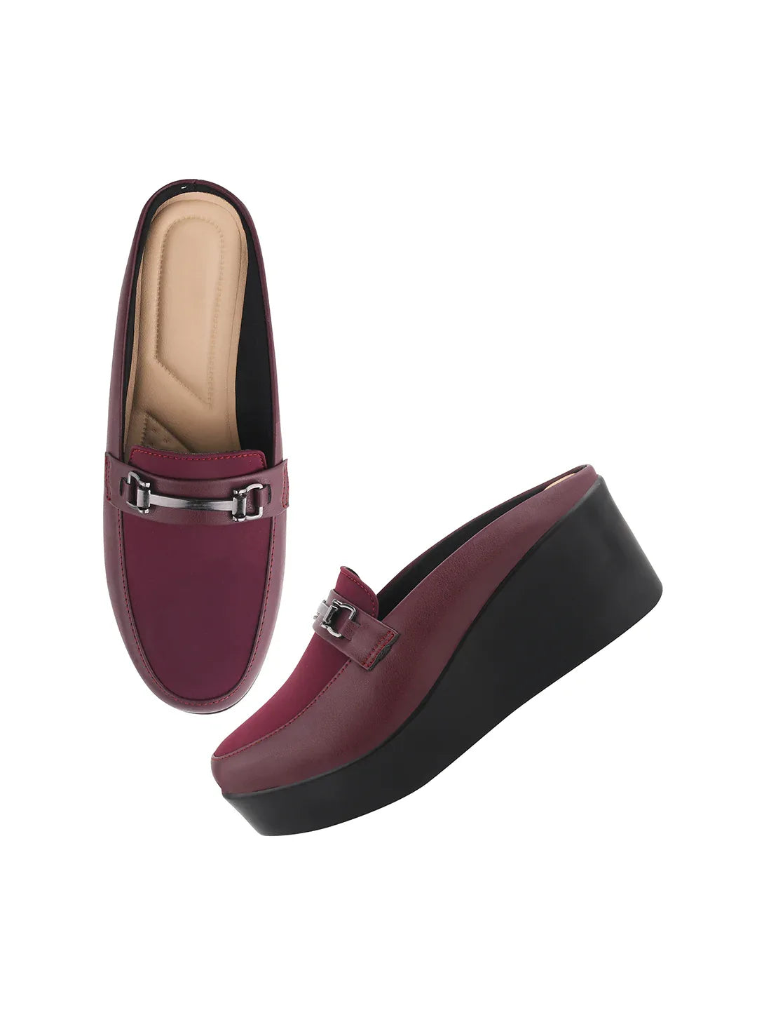 Minimal Buckle Wedge Loafers