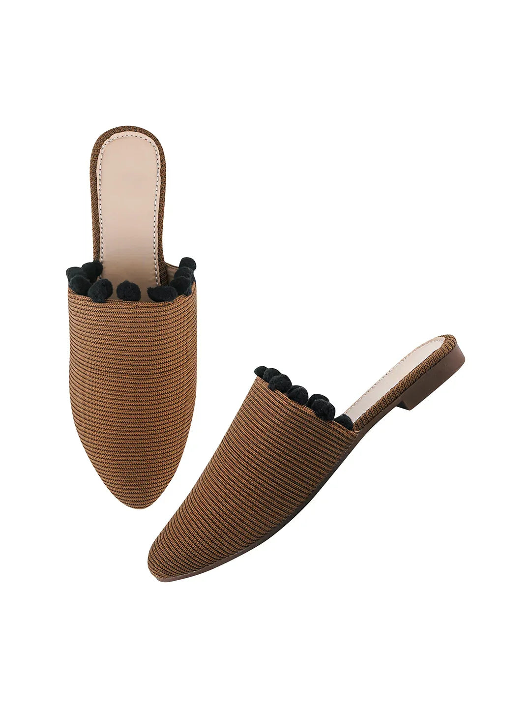 Classic Textured Flat Mules with Soft Insole