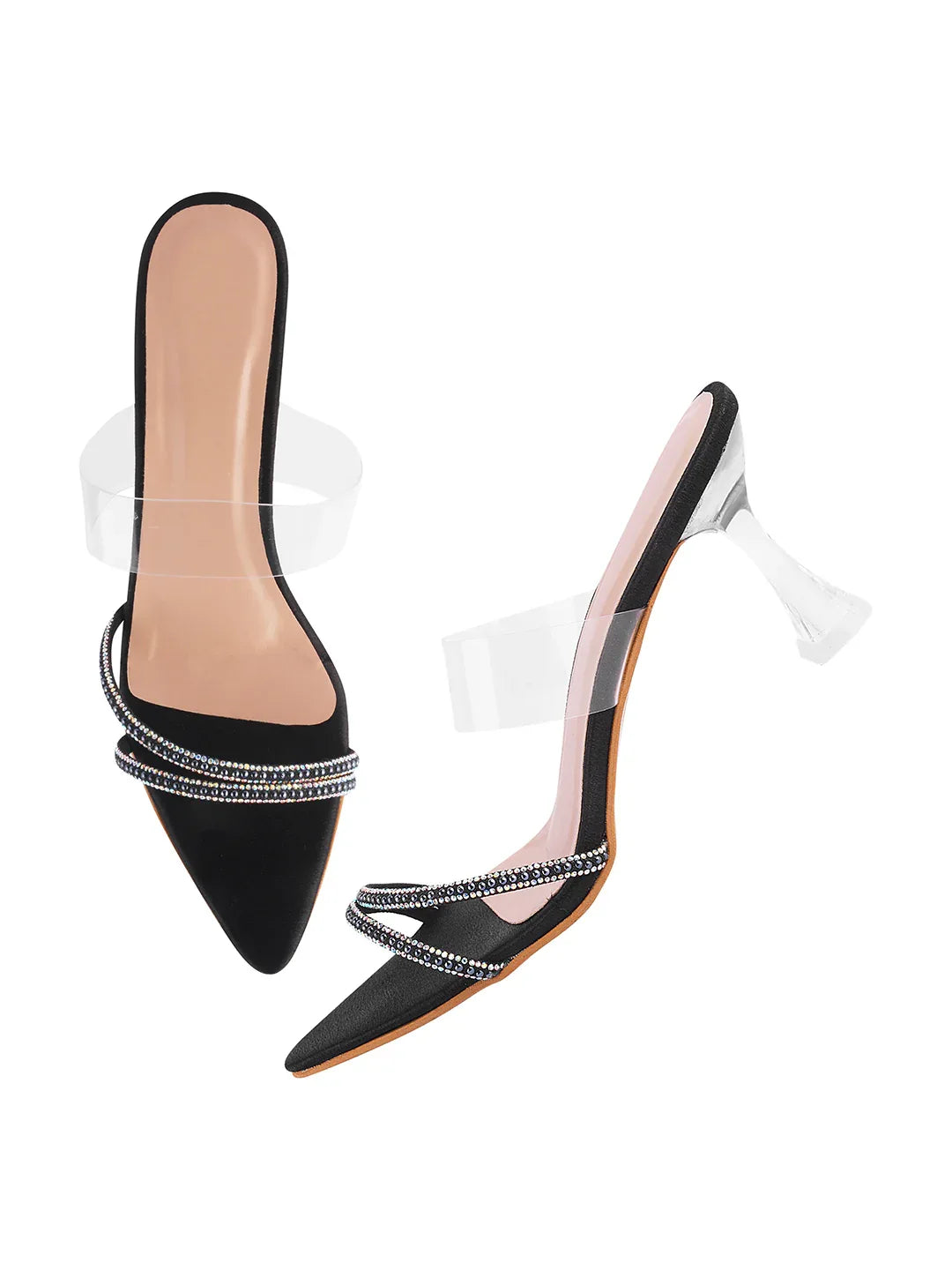 Elegant Pointed Toe Transparent Heels
