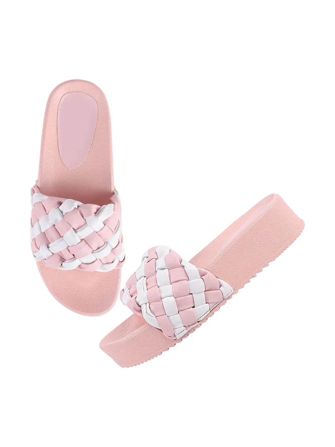 Ribbed Strap Platform Slides