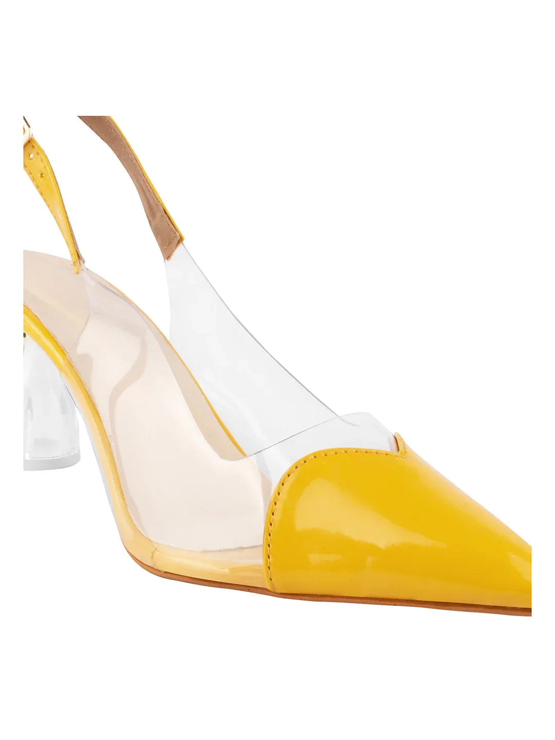Modern Glass Finish Slingback Heels