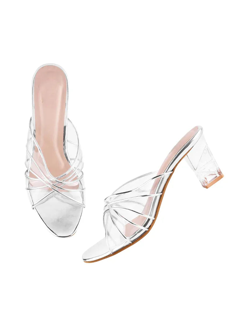 Luxe Clear Strap Block Heel Sandals