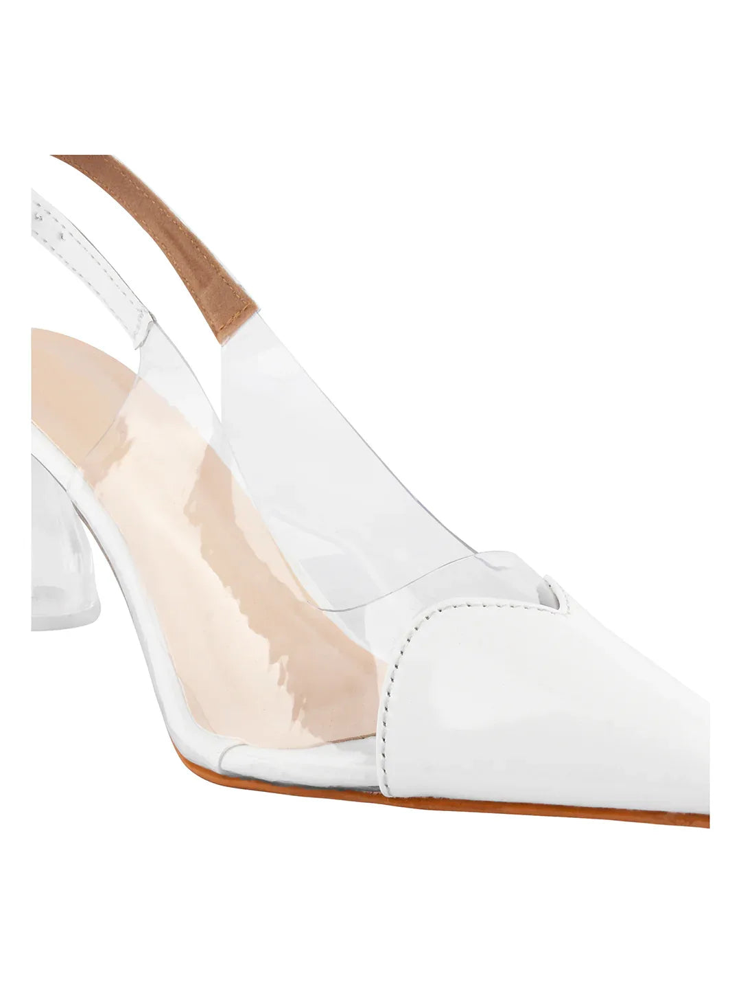 Modern Glass Finish Slingback Heels