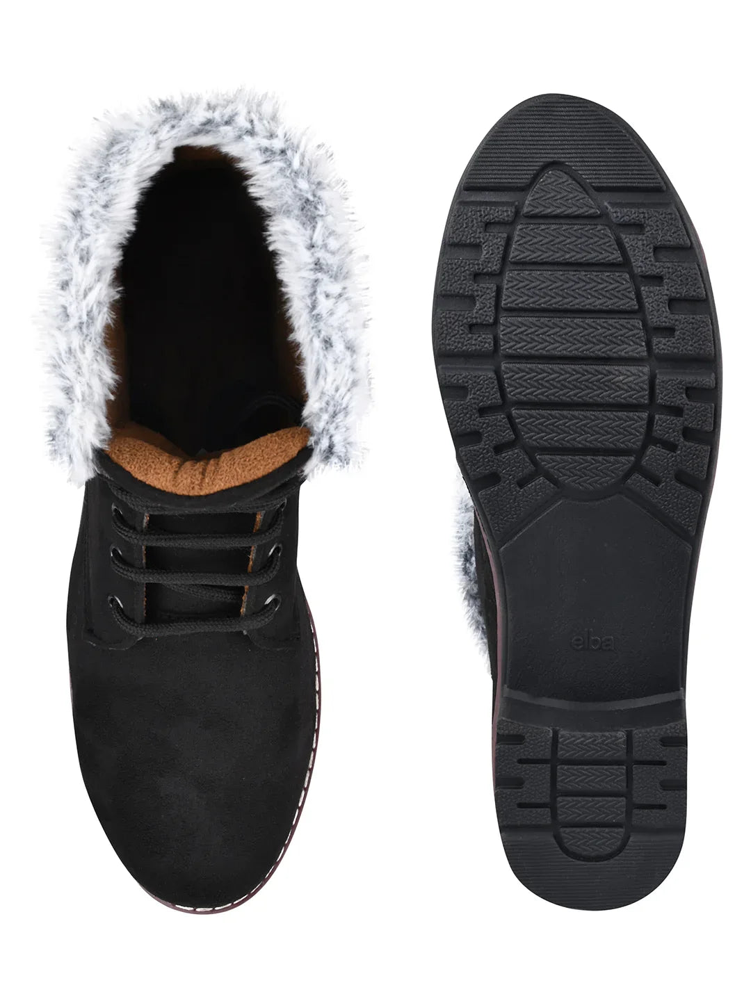 Cold Guard Lace-Up Fur Ankle Boots