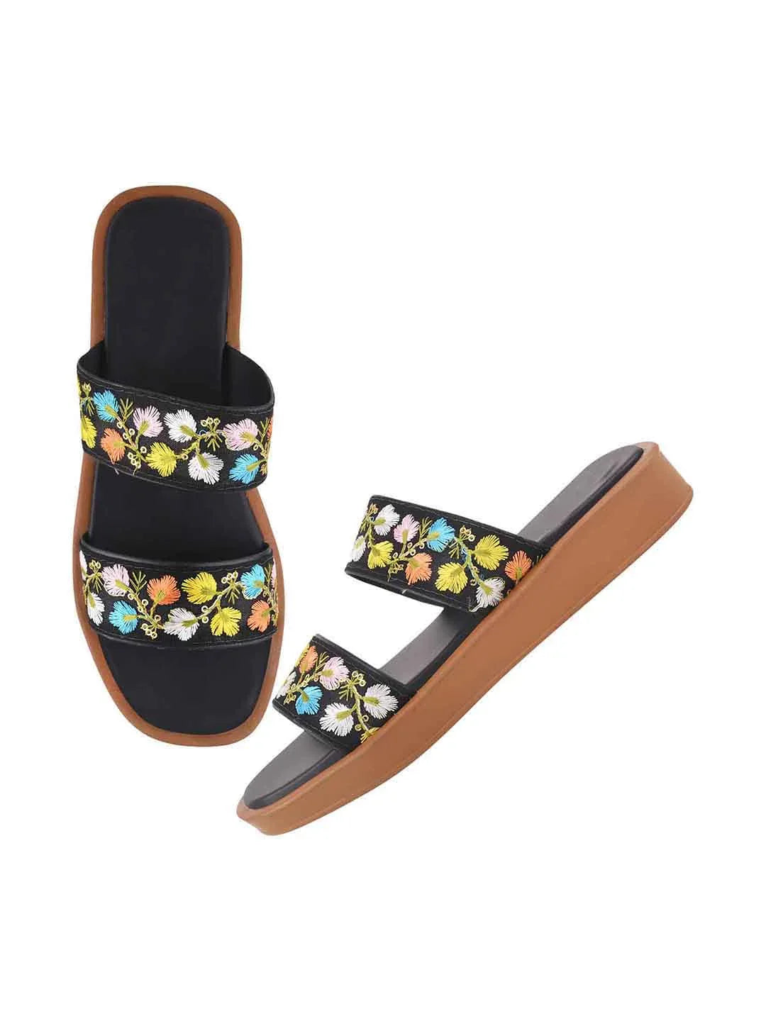 Garden Bloom Embroidered Comfort Slides