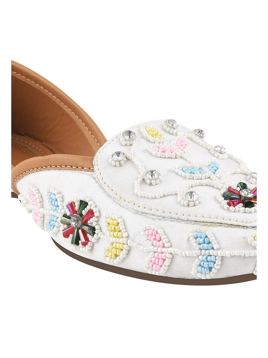 Handcrafted Zari & Stone Ethnic Wedge Juttis