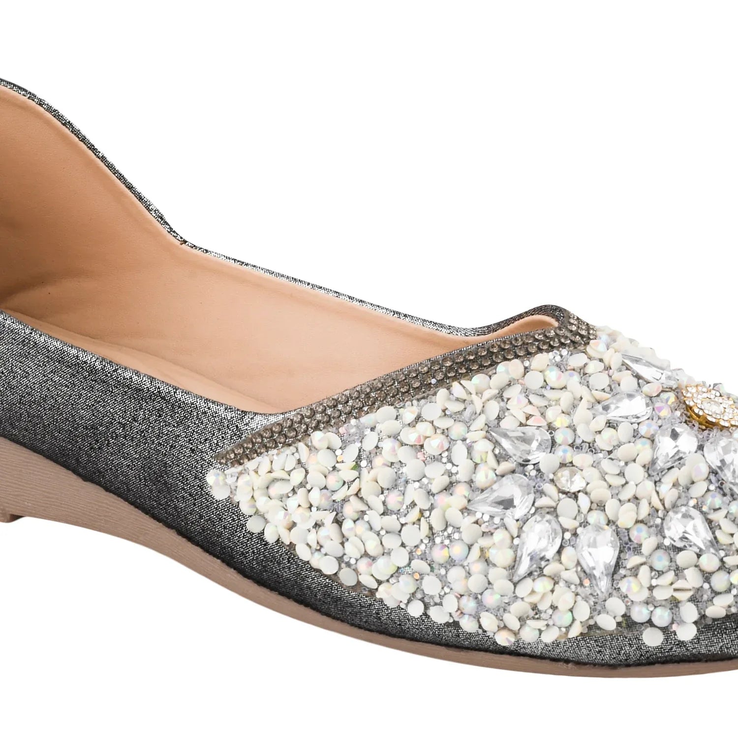 TRYME Floral Motfi Festive Stone Beaded Juttis For Women & Girl
