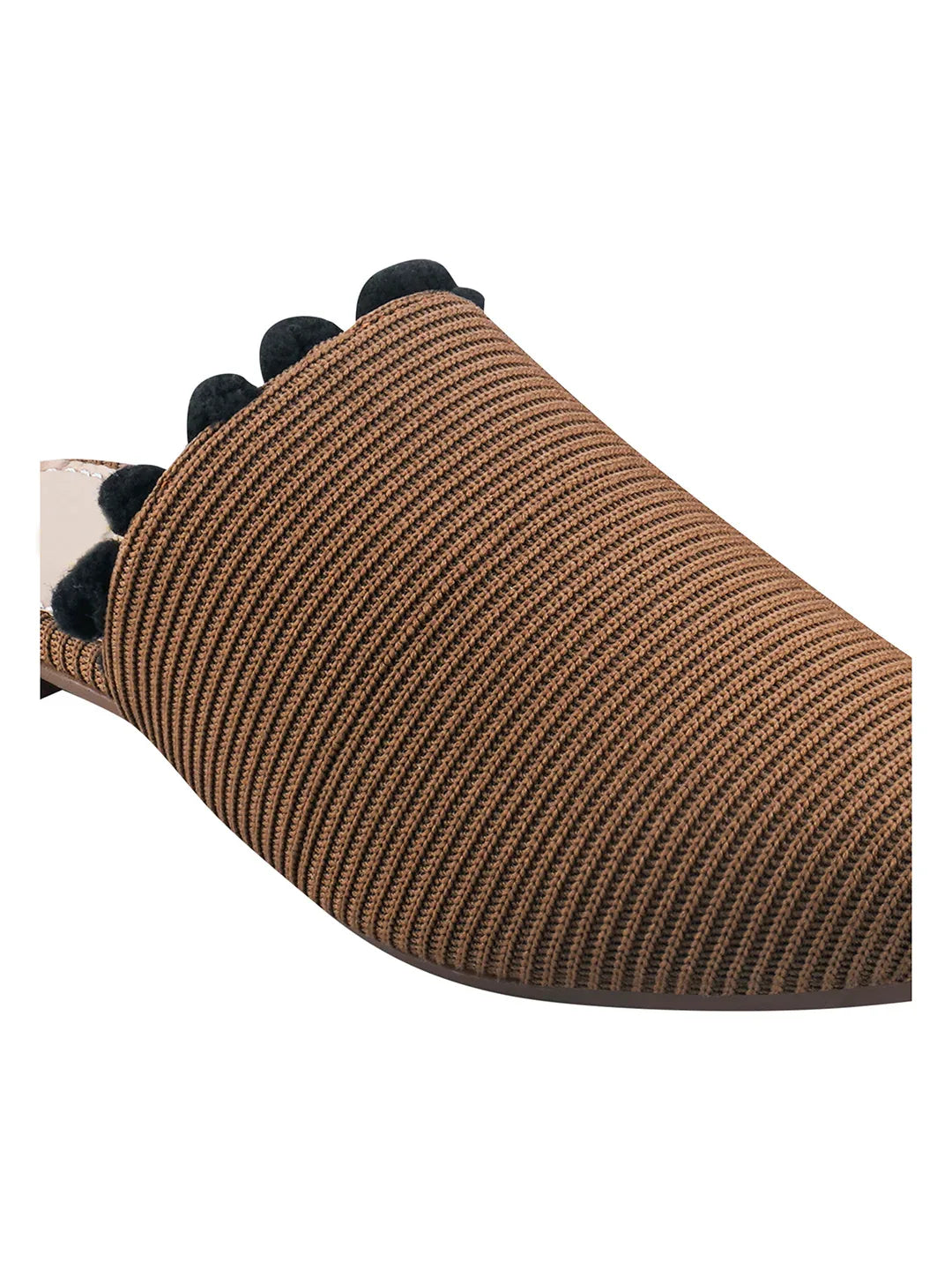 Classic Textured Flat Mules with Soft Insole