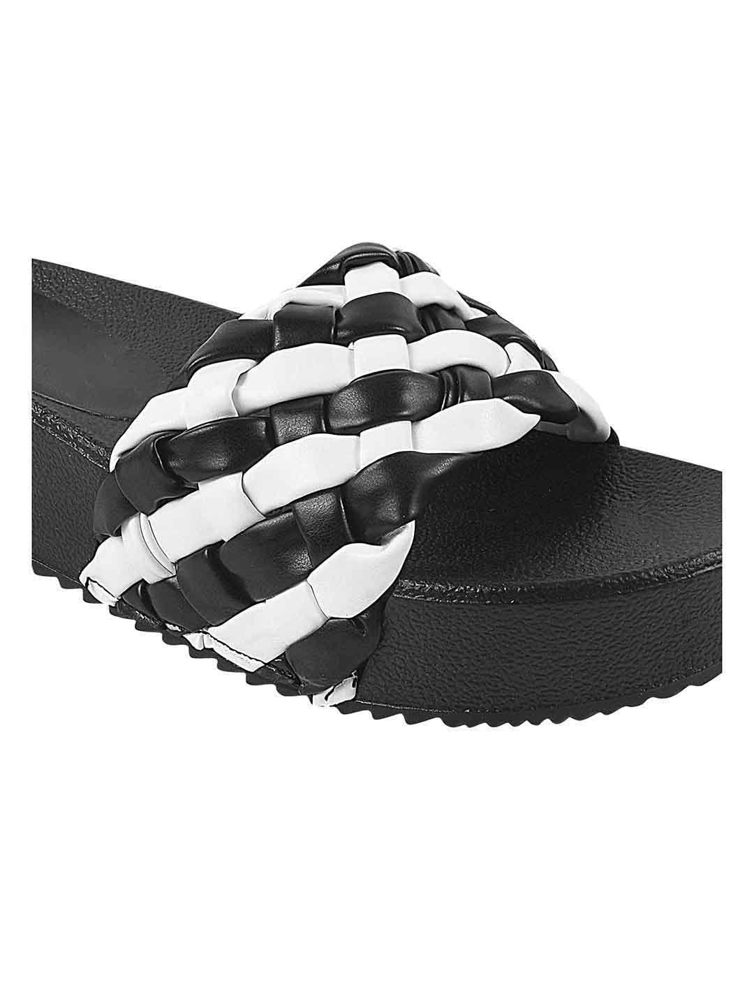 Ribbed Strap Platform Slides