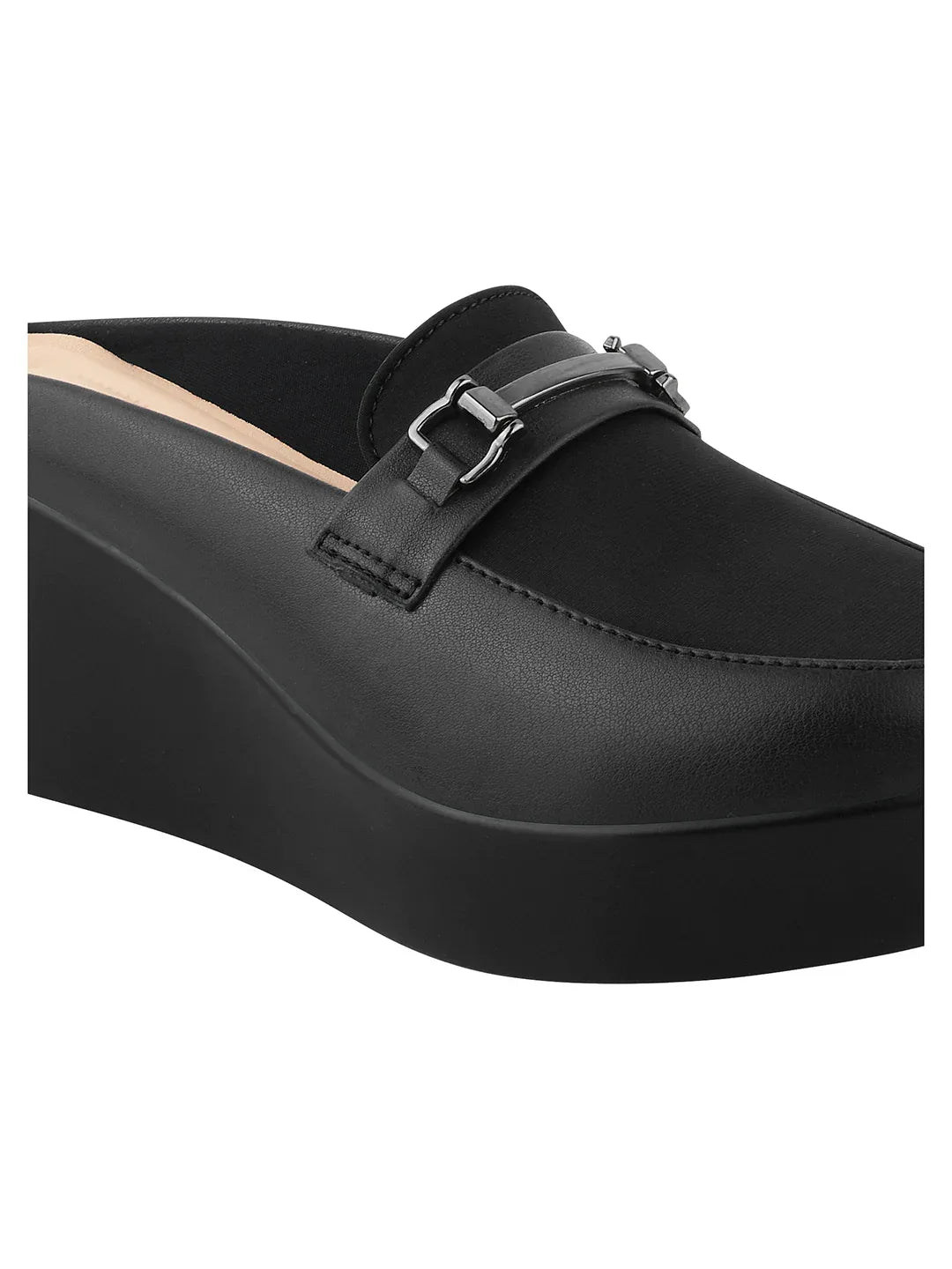 Minimal Buckle Wedge Loafers