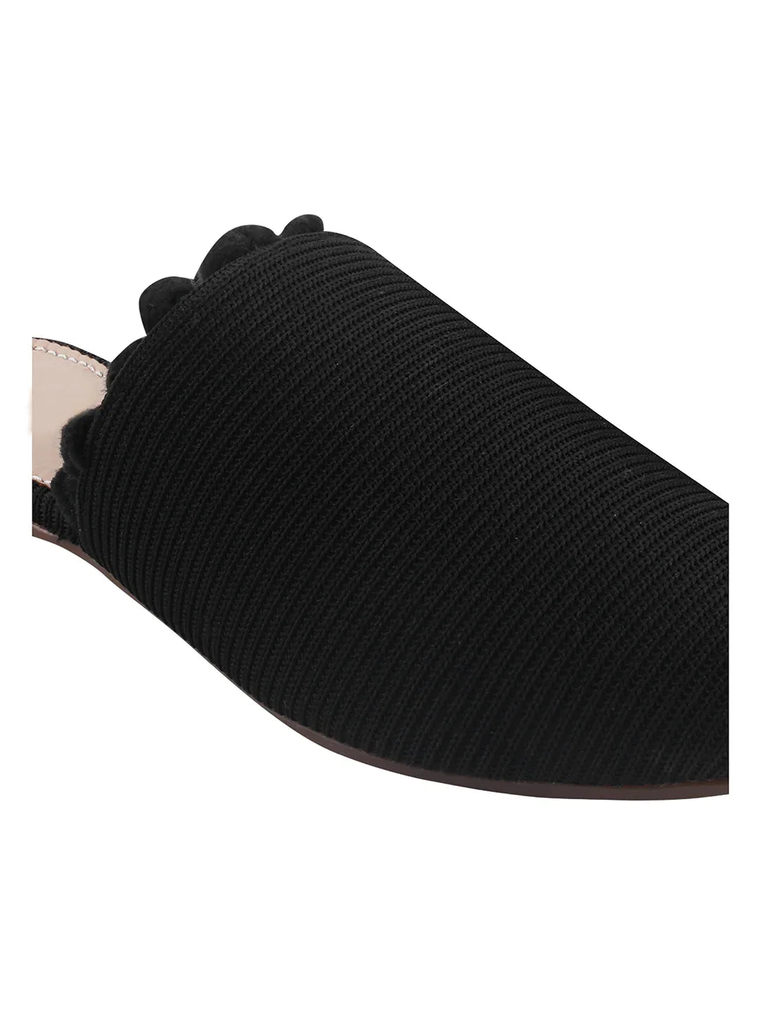 Classic Textured Flat Mules with Soft Insole