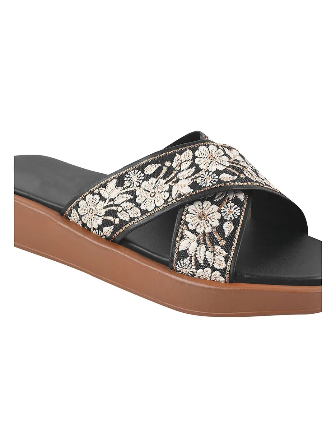 Elegant Embroidered Flat Slides