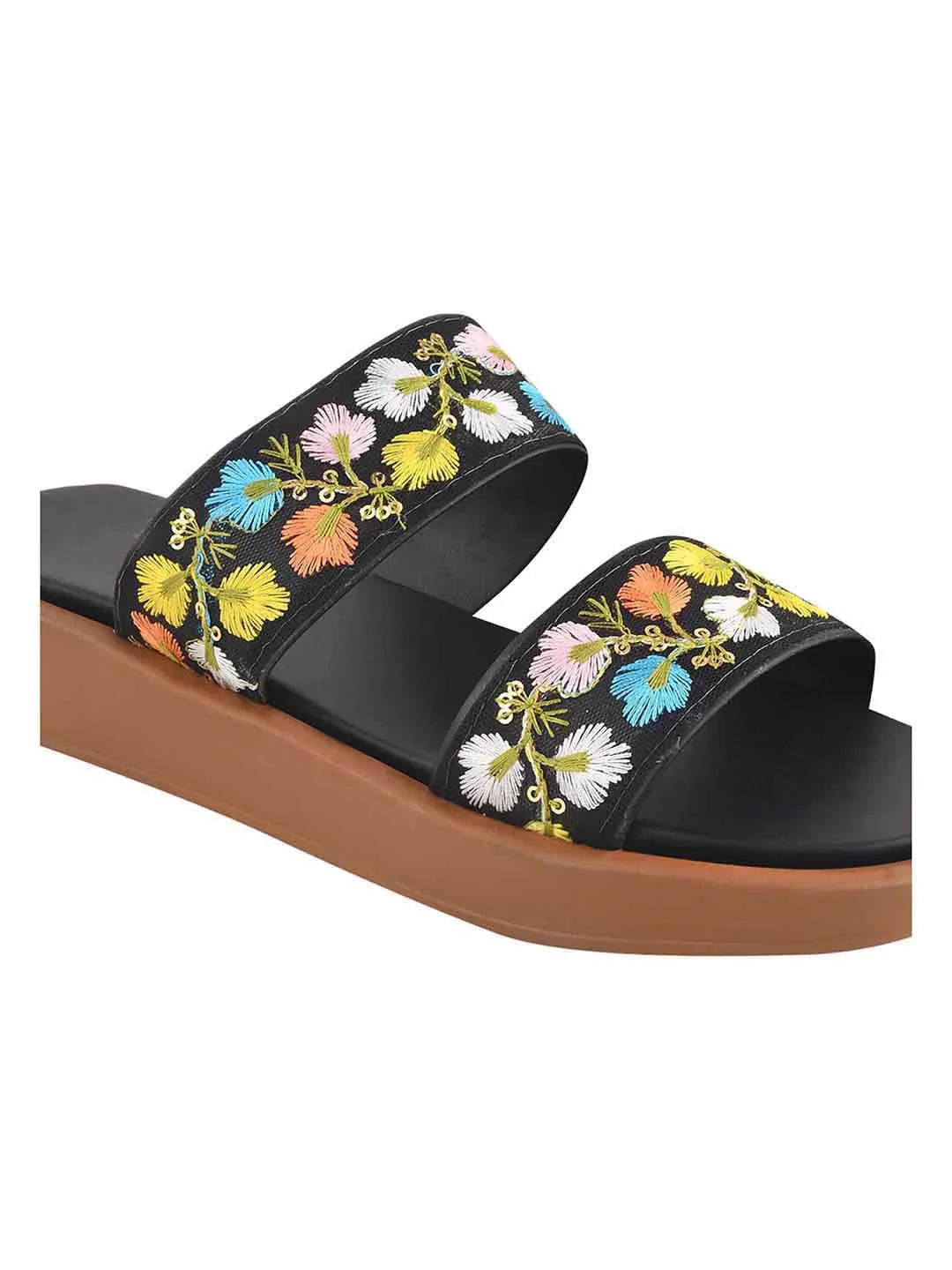 Garden Bloom Embroidered Comfort Slides