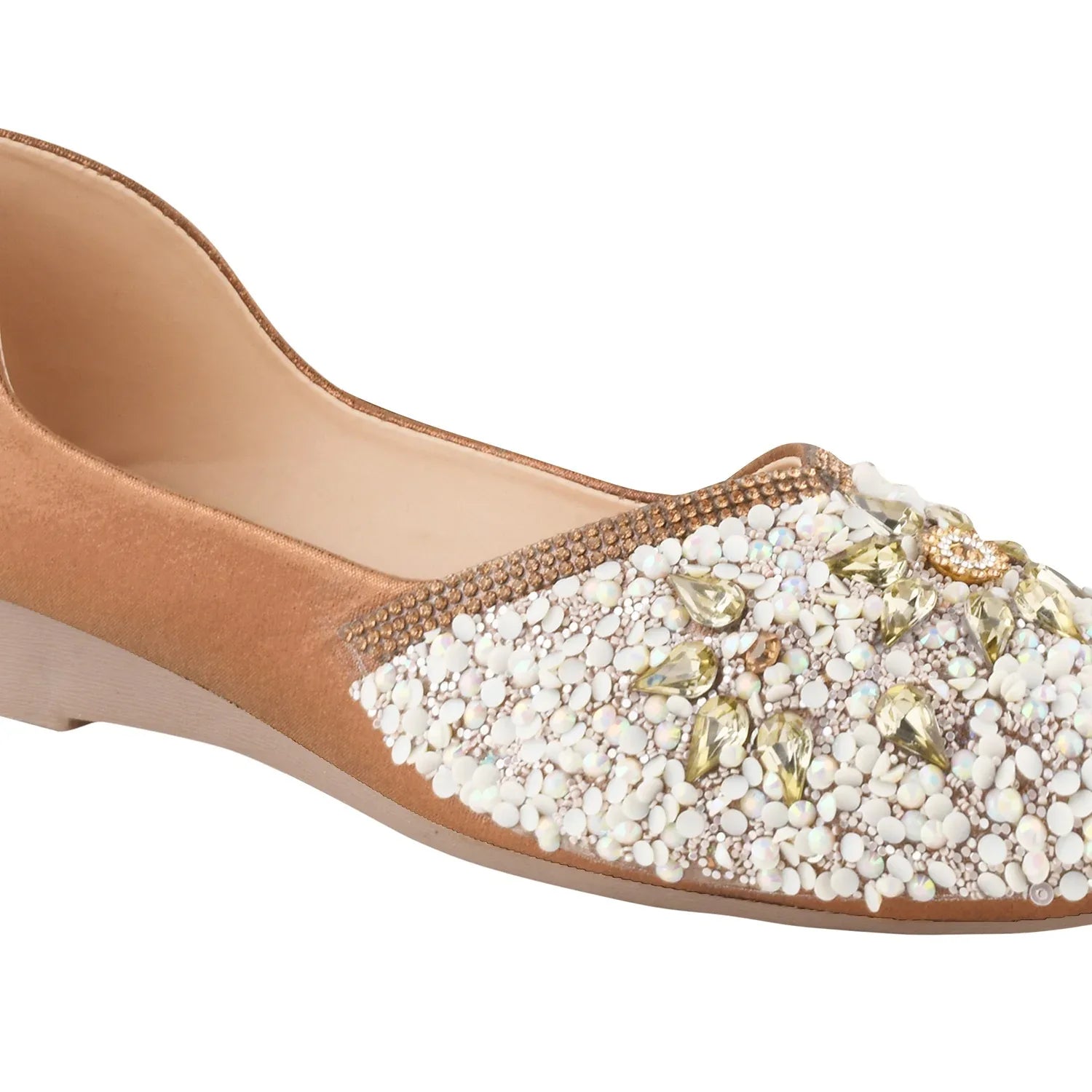TRYME Floral Motfi Festive Stone Beaded Juttis For Women & Girl