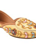 Handcrafted Zari & Stone Ethnic Wedge Juttis