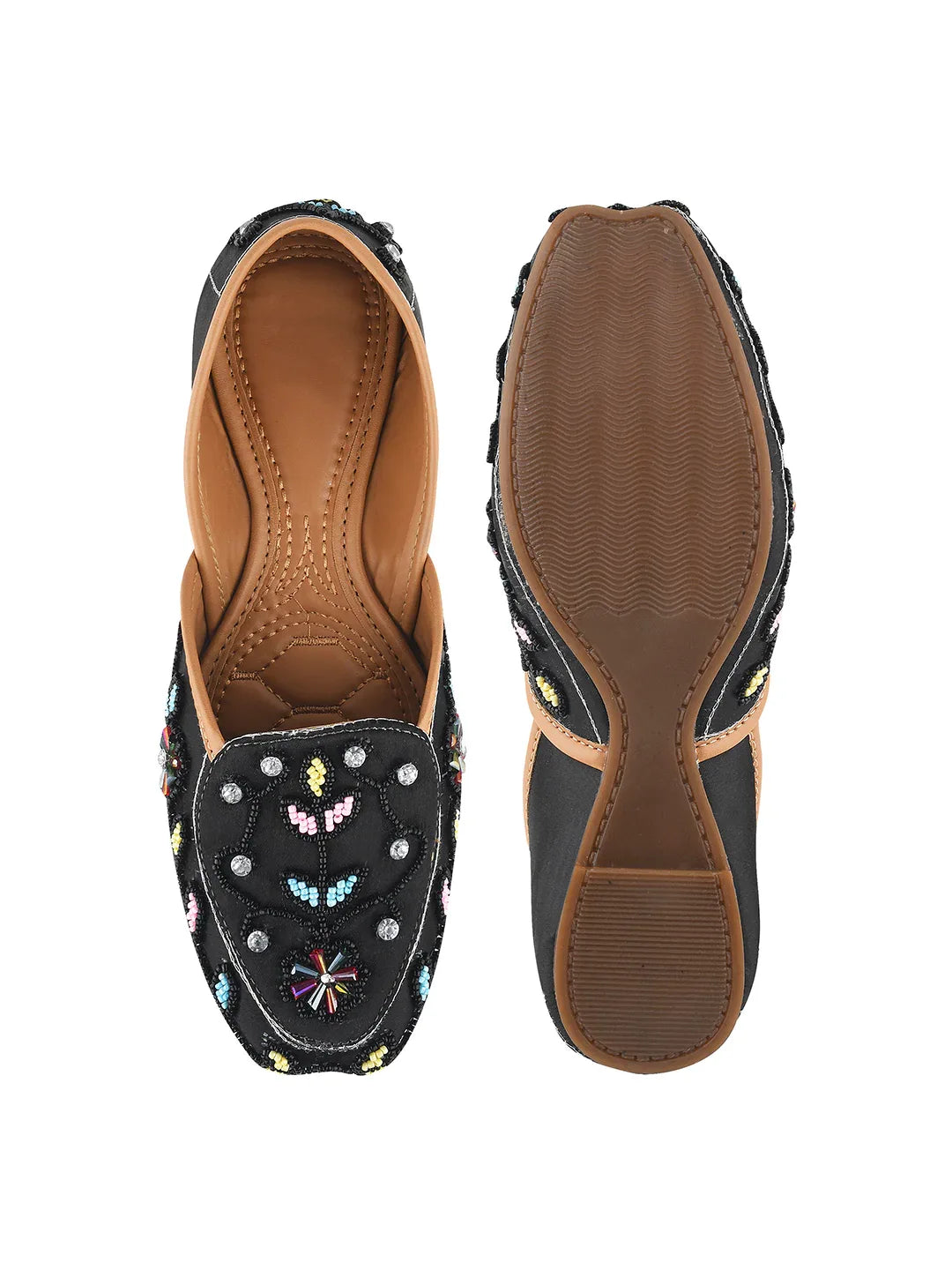 Handcrafted Zari & Stone Ethnic Wedge Juttis