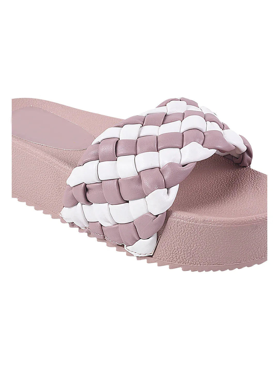 Ribbed Strap Platform Slides