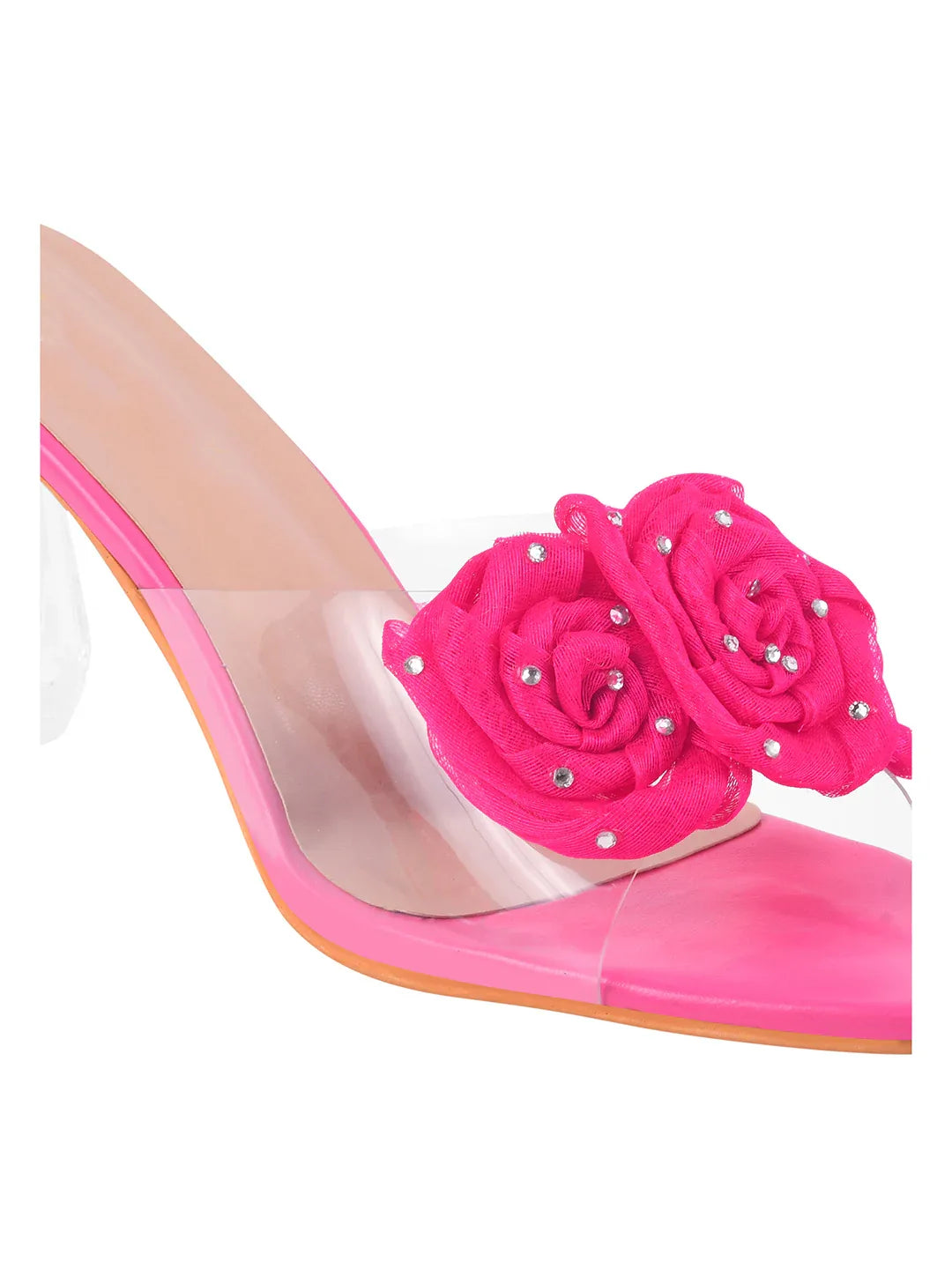 Floral Rose Transparent Heel Mules