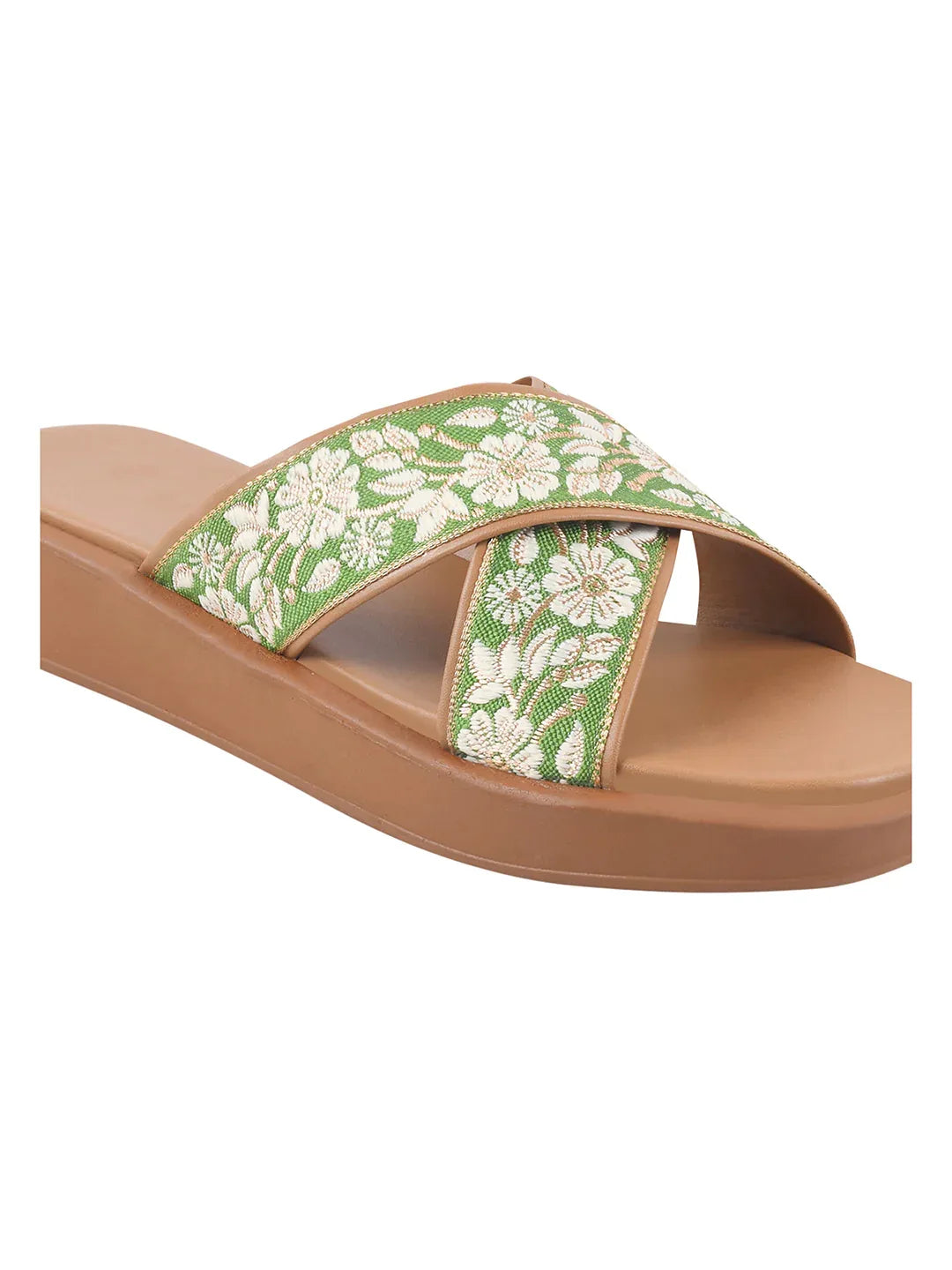 Elegant Embroidered Flat Slides
