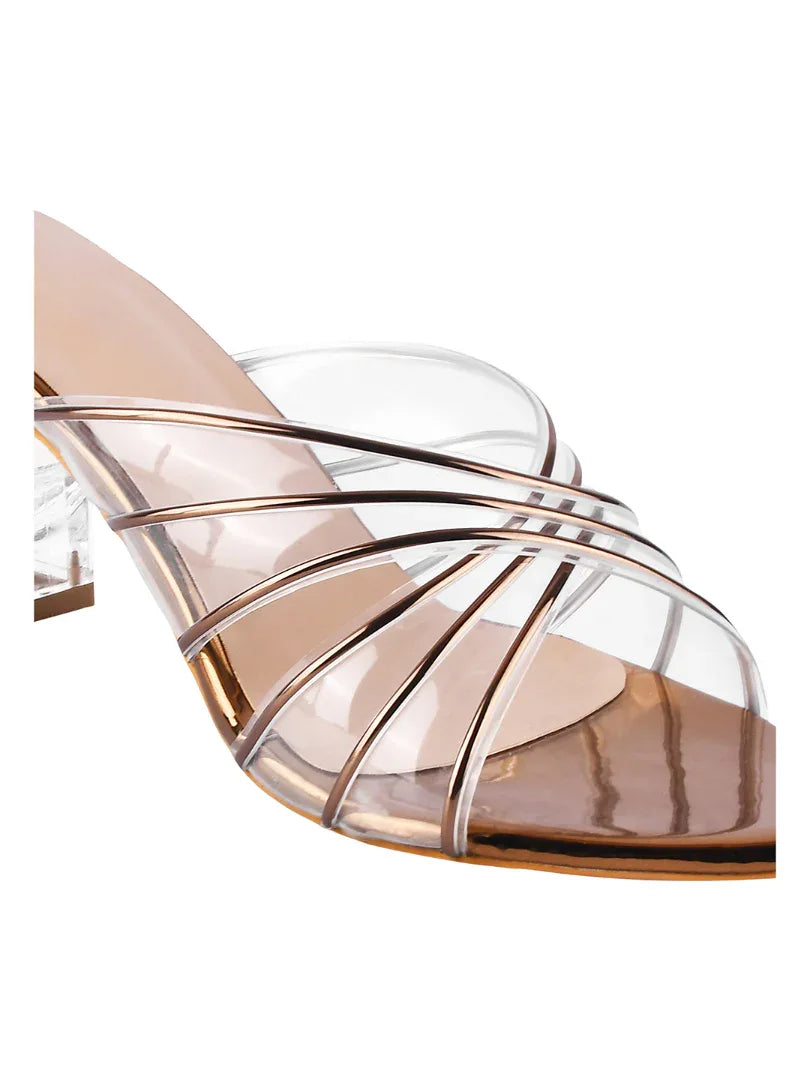 Luxe Clear Strap Block Heel Sandals