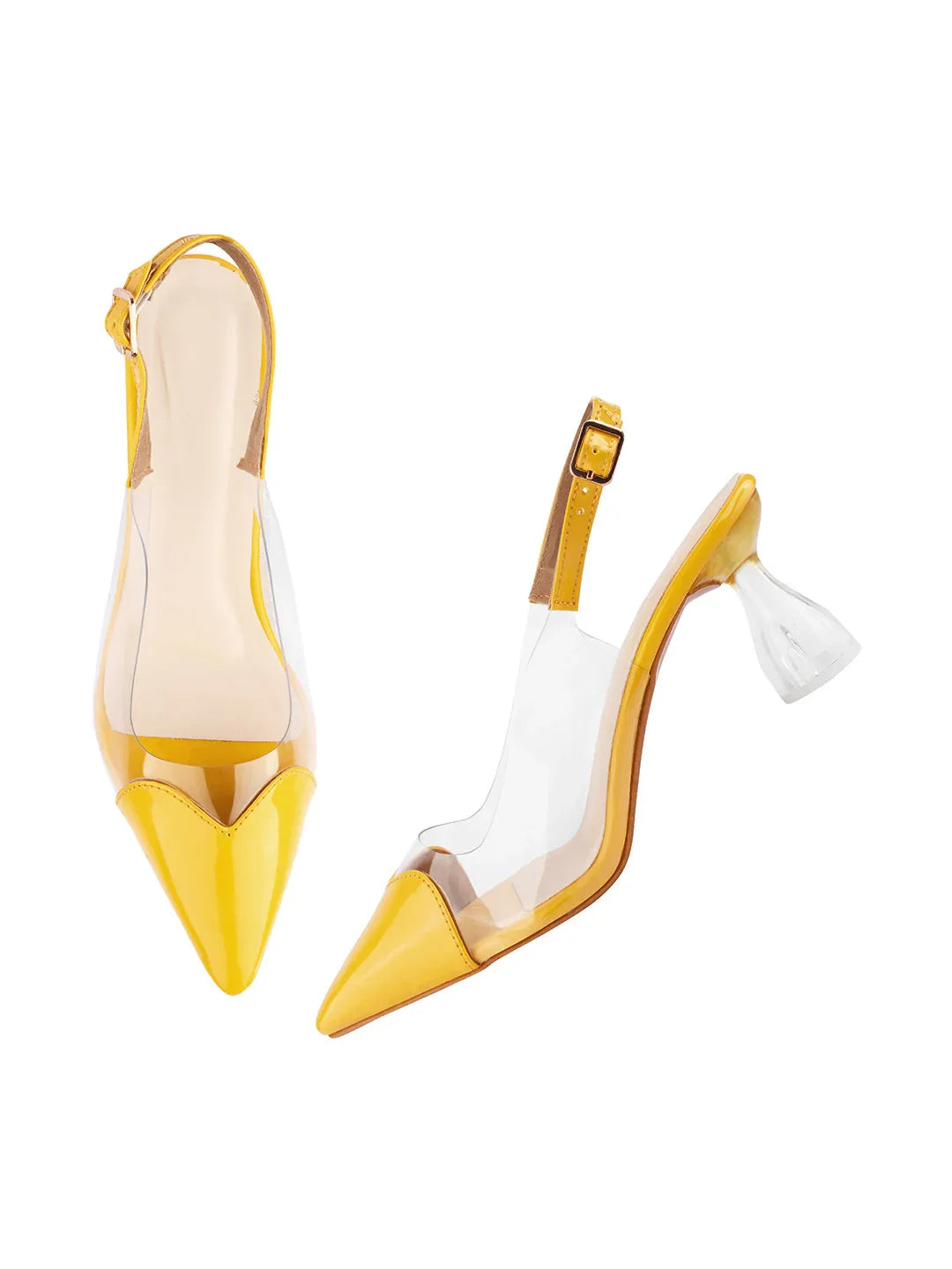 Modern Glass Finish Slingback Heels