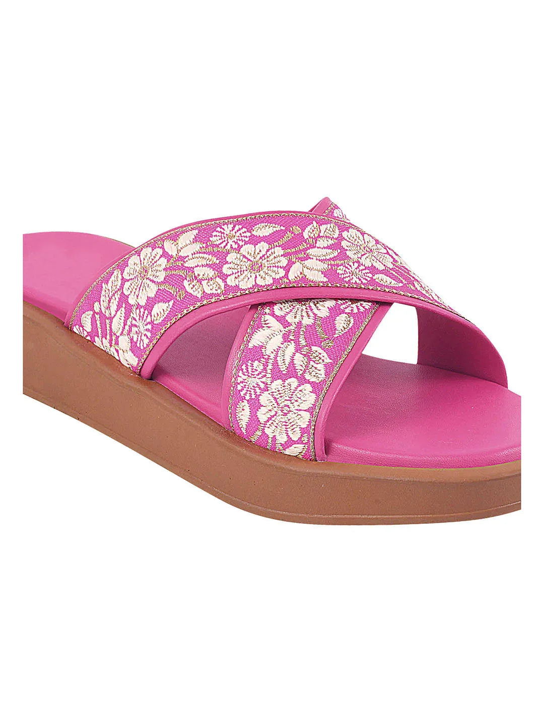 Elegant Embroidered Flat Slides