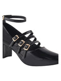 Ankle Strap Patent Block Heels