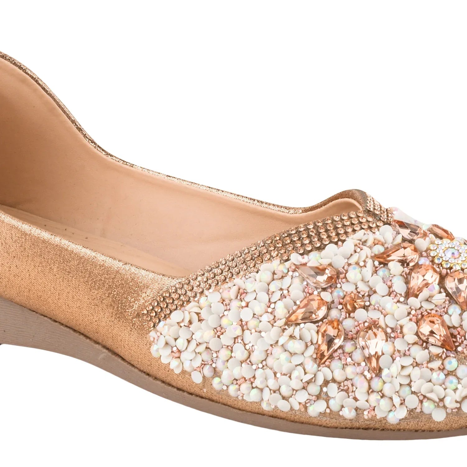 TRYME Floral Motfi Festive Stone Beaded Juttis For Women & Girl