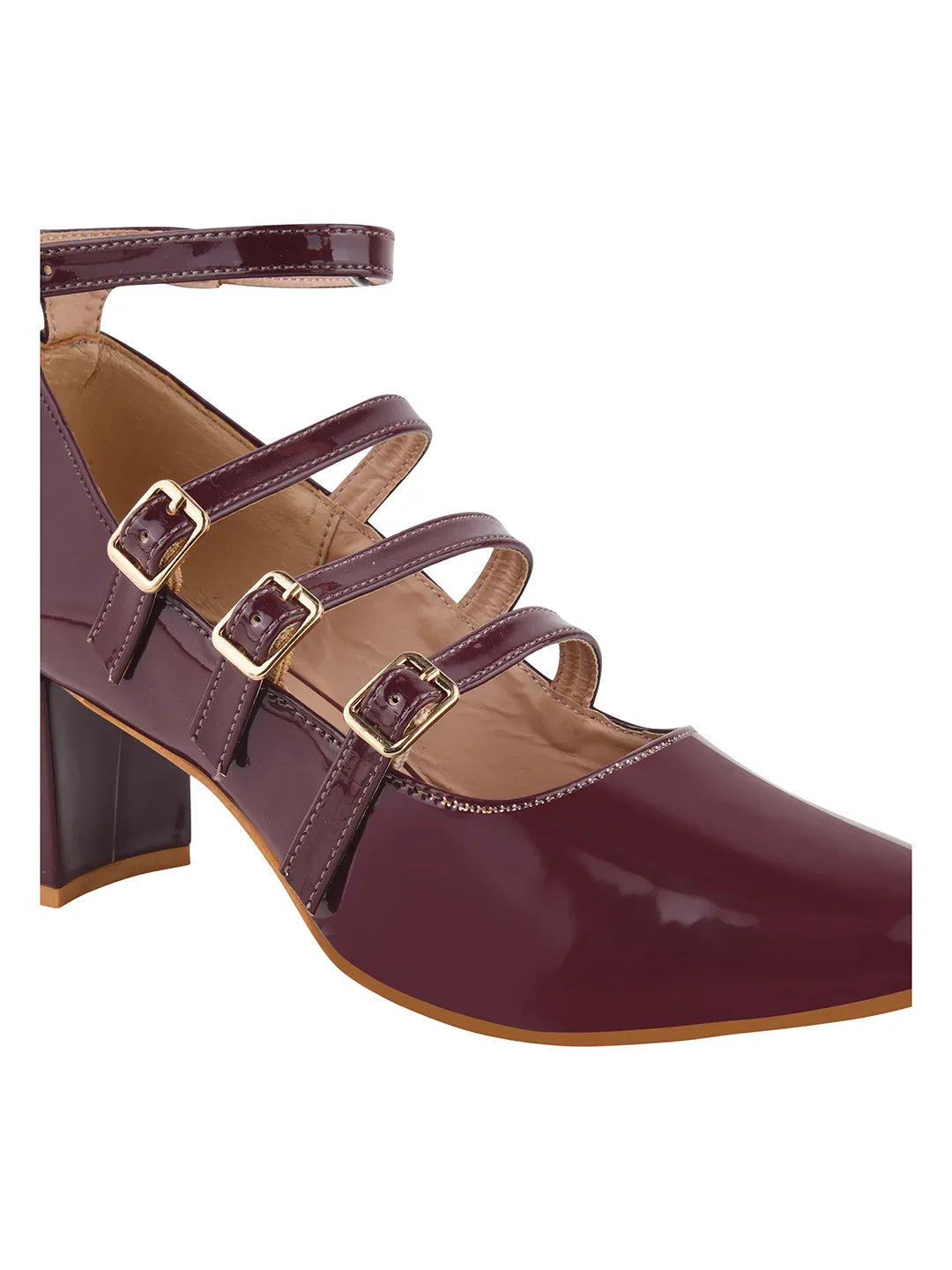 Ankle Strap Patent Block Heels