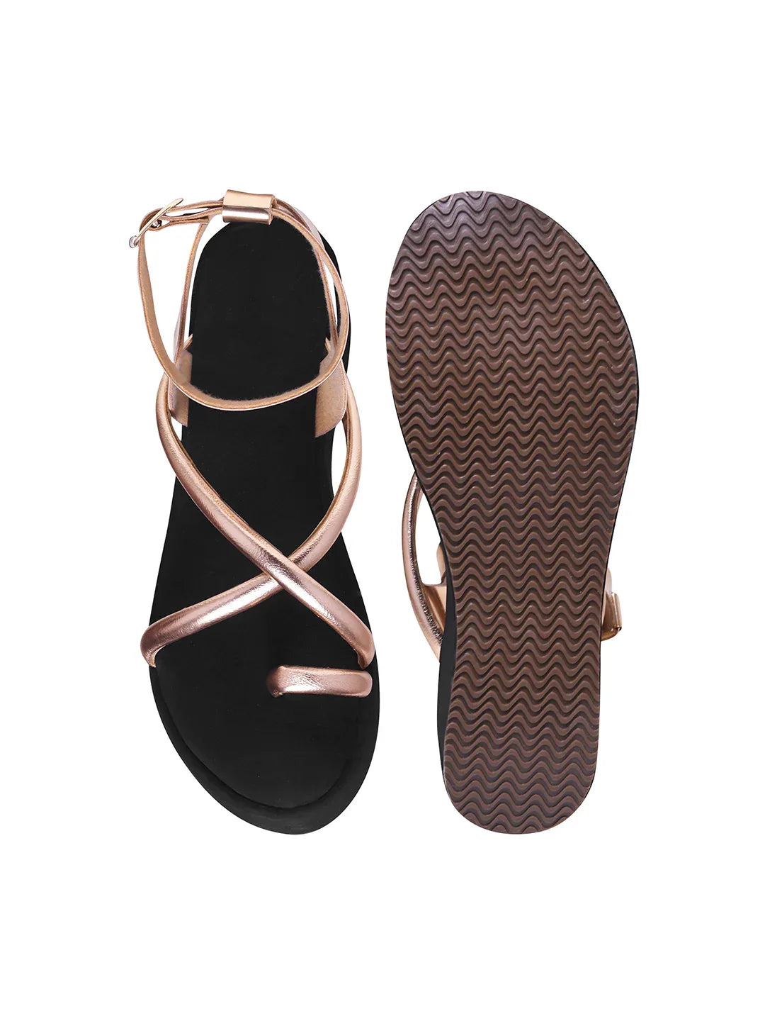 Metallic Toe-Loop Platform Sandals