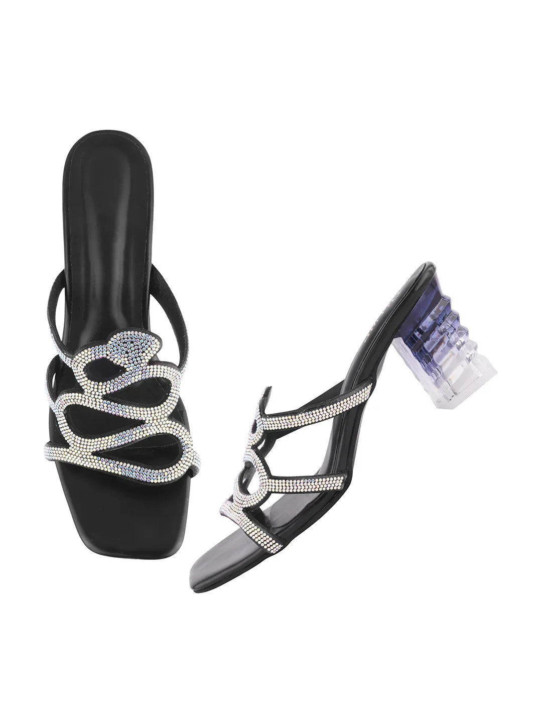 Crystal Strap Block Heel Sandals